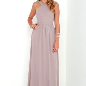 Lulu's Air of Romance Taupe Maxi Dress